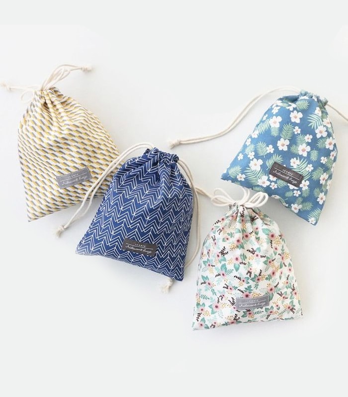 Desenli Pamuklu Büzgülü Torba Seti